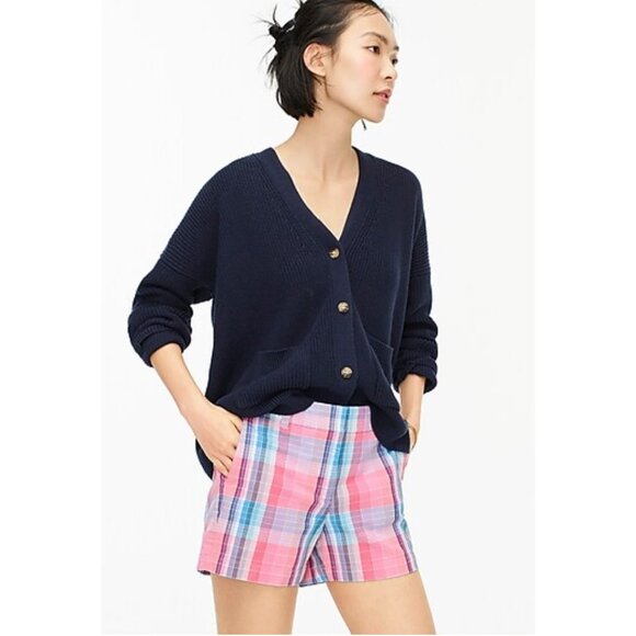 J.Crew 4" Plaid Chino Short, Pink Blue Plaid, Size 4 - Picture 2 of 8